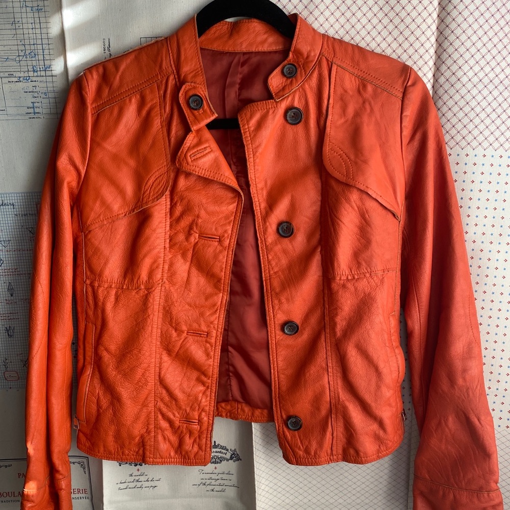 orange leather jacket